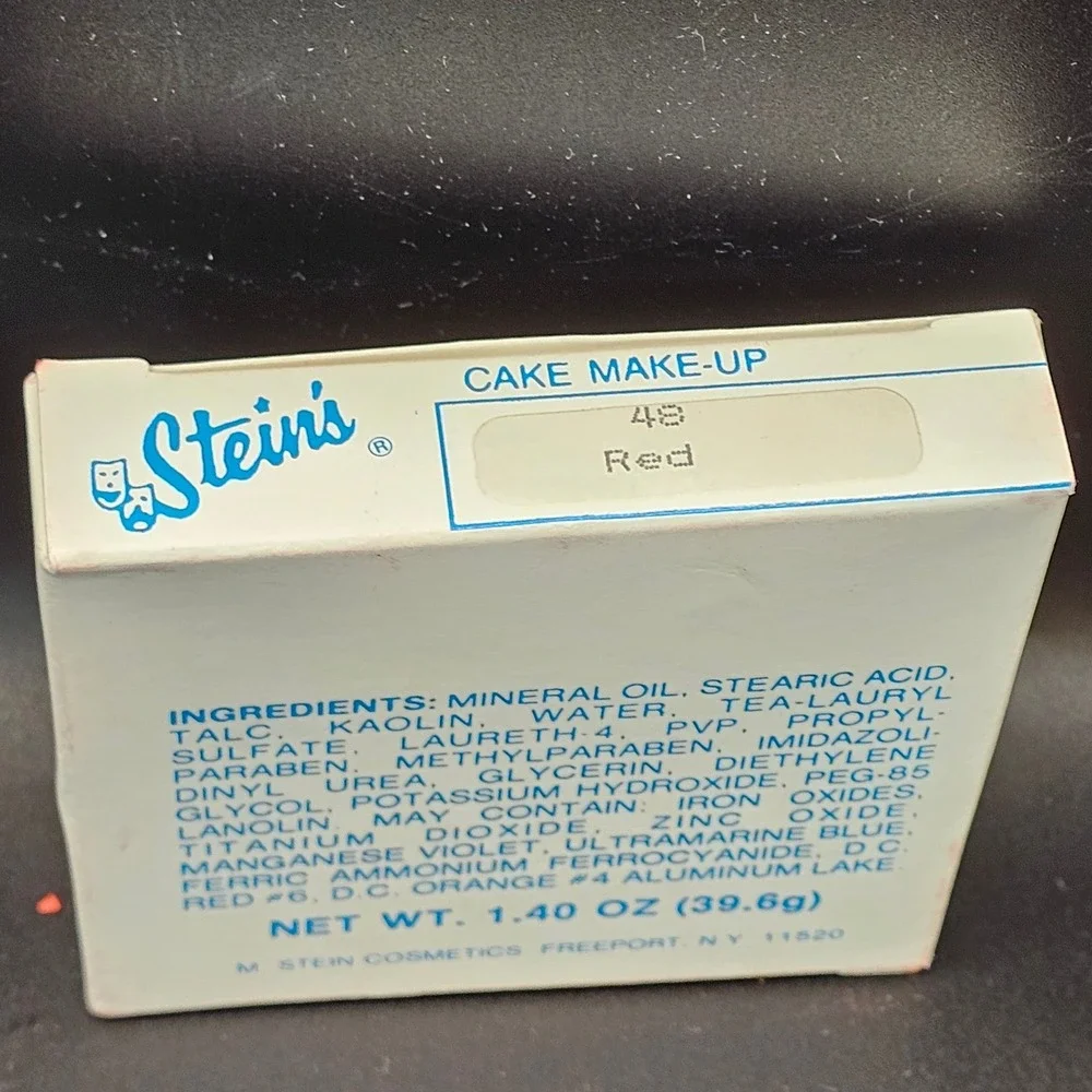Vintage Stein's Red Cake Make-Up #48 Stage Theater Clown Makeup 1.4oz NOS Box
